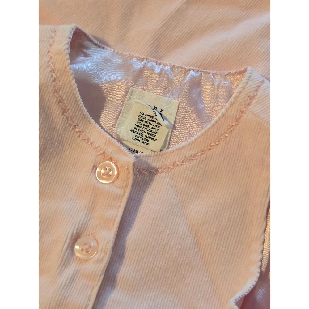 Y2k Baby Gap Corduroy Jumper Dress - Pink Button Front Sleeveless Infant 18-24mo